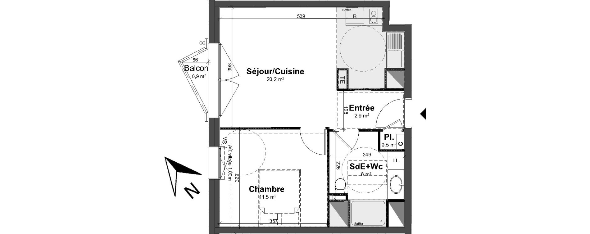 Appartement T2 de 41,10 m2 &agrave; Tours Saint-symphorien