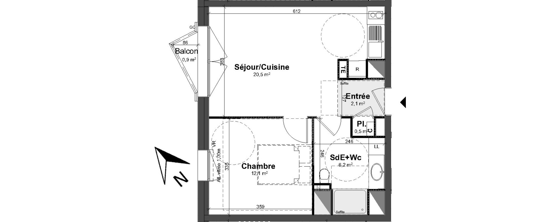 Appartement T2 de 41,40 m2 &agrave; Tours Saint-symphorien