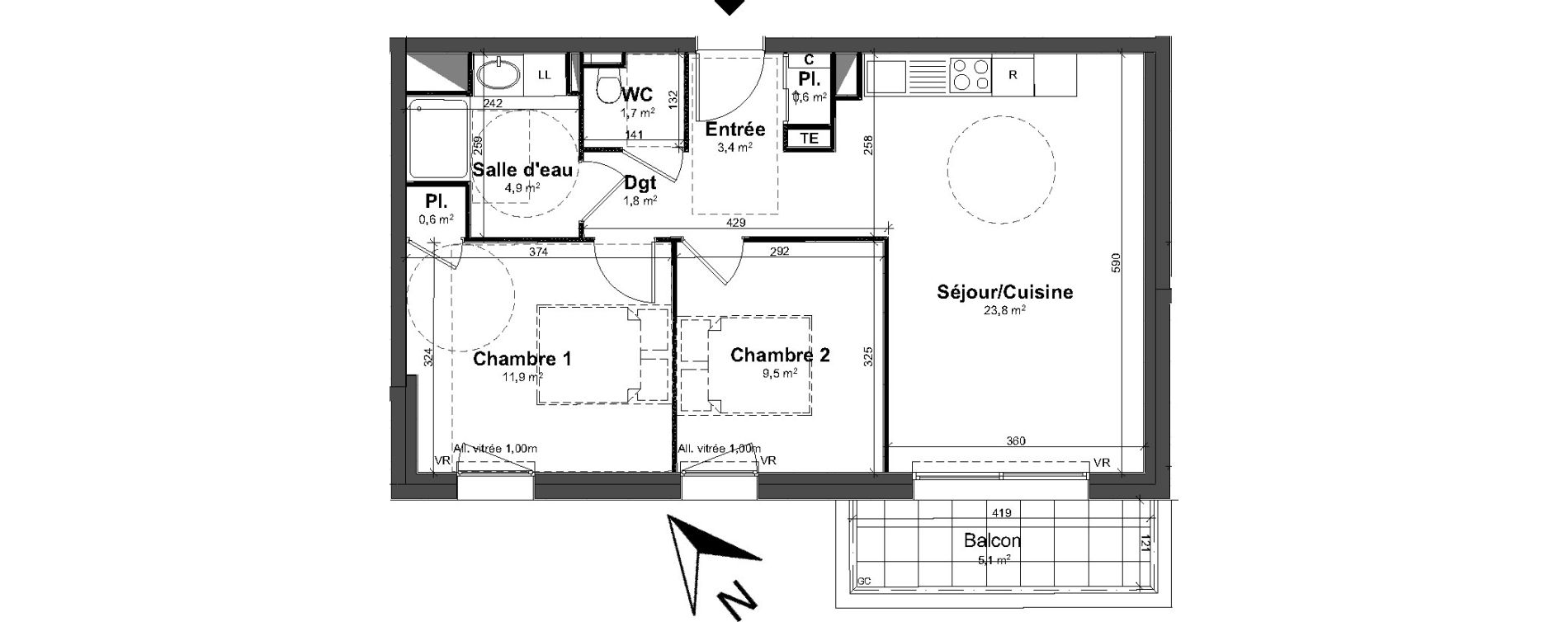 Appartement T3 de 58,20 m2 &agrave; Tours Saint-symphorien