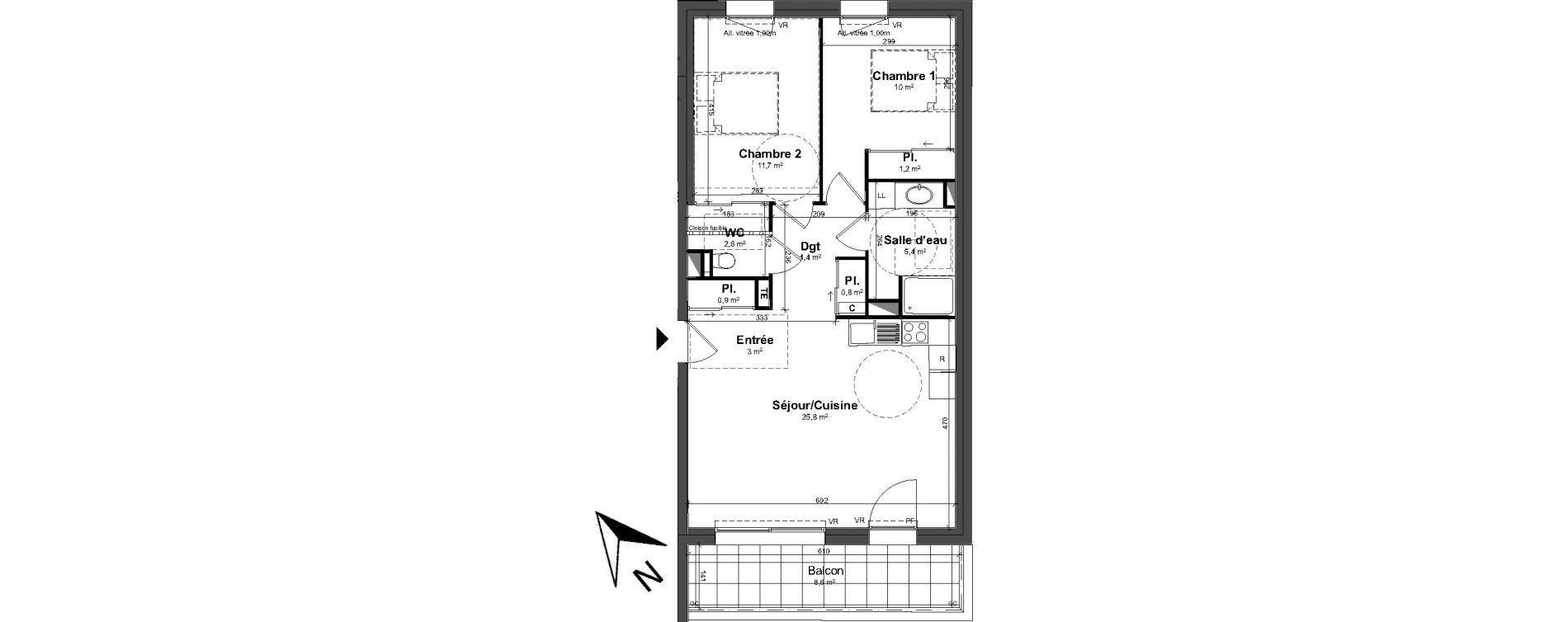 Appartement T3 de 65,80 m2 &agrave; Tours Saint-symphorien