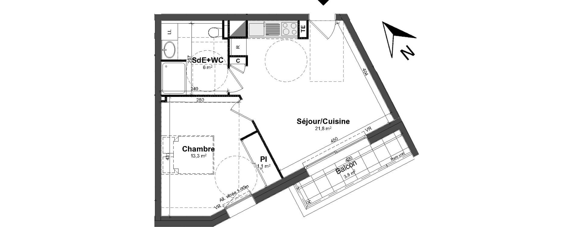 Appartement T2 de 42,20 m2 &agrave; Tours Saint-symphorien