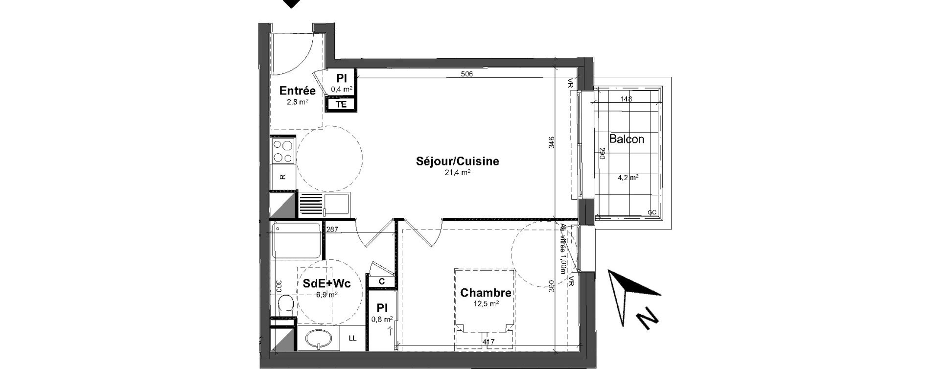 Appartement T2 de 44,80 m2 &agrave; Tours Saint-symphorien