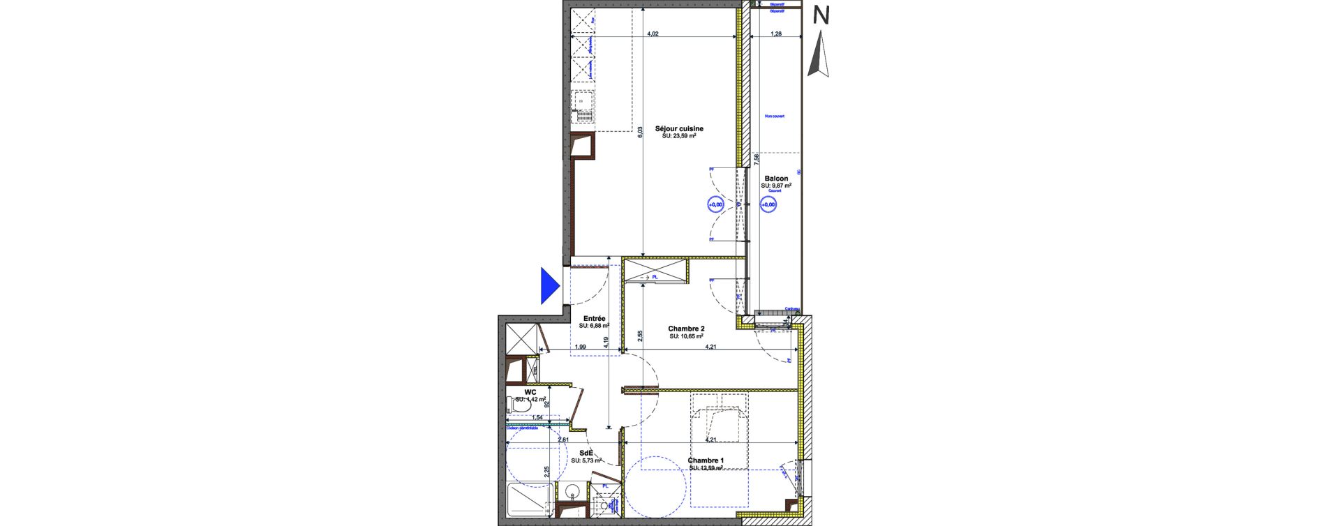 Appartement T3 de 60,86 m2 &agrave; Tours Sainte radegonde