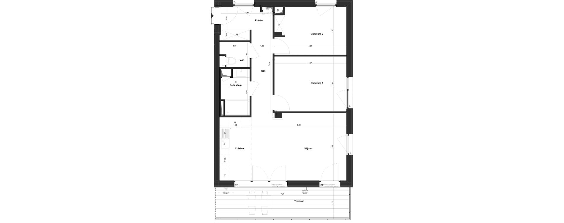 Appartement T3 de 65,70 m2 &agrave; Tours Giraudeau-tonnelle