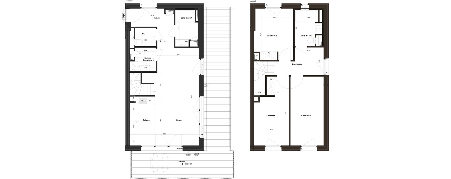 Duplex T4 de 84,80 m2 &agrave; Tours Giraudeau-tonnelle