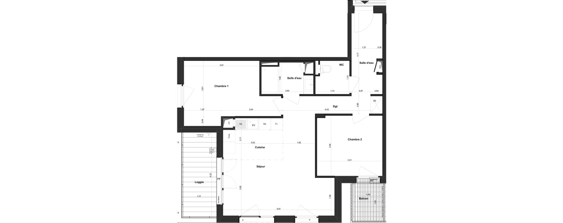 Appartement T3 de 65,20 m2 &agrave; Tours Giraudeau-tonnelle