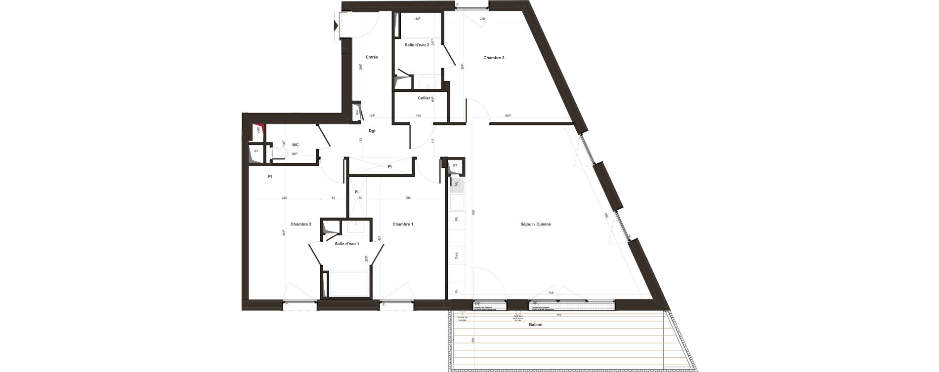 Appartement T4 de 95,40 m2 &agrave; Tours Giraudeau-tonnelle