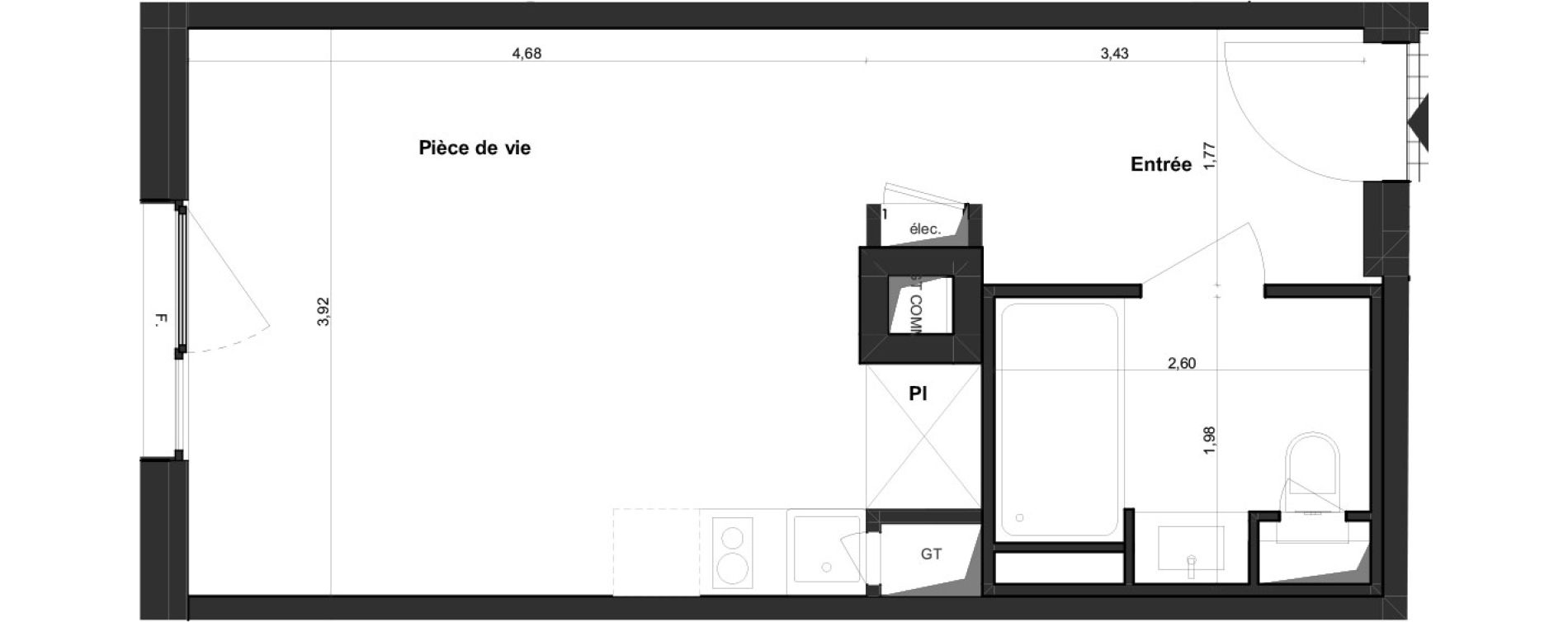 Studio de 29,50 m2 &agrave; Tours Giraudeau-tonnelle