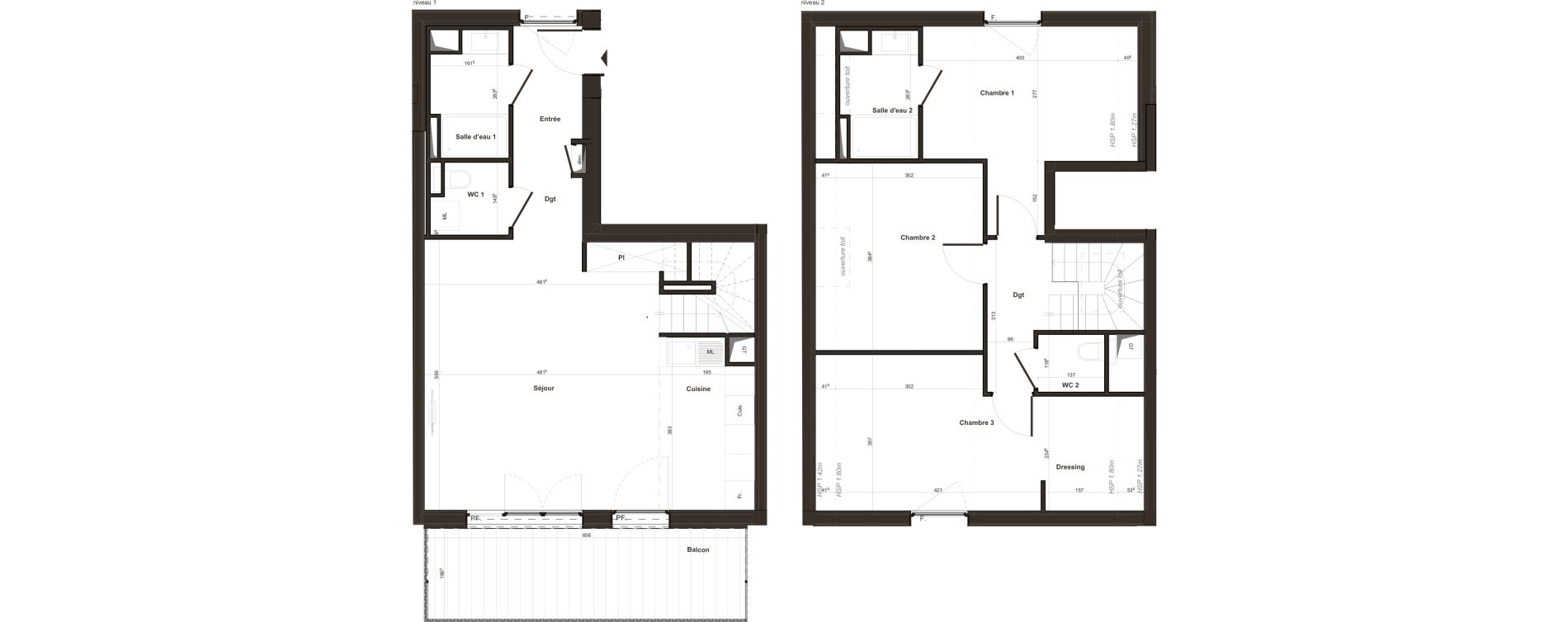 Duplex T4 de 95,60 m2 &agrave; Tours Giraudeau-tonnelle