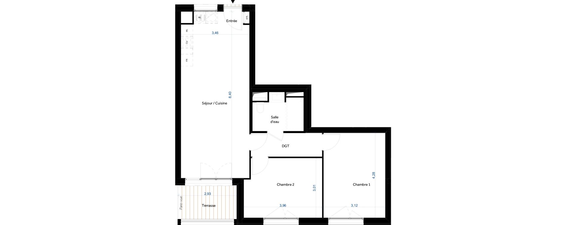 Appartement T3 de 62,00 m2 &agrave; Tours Giraudeau-tonnelle