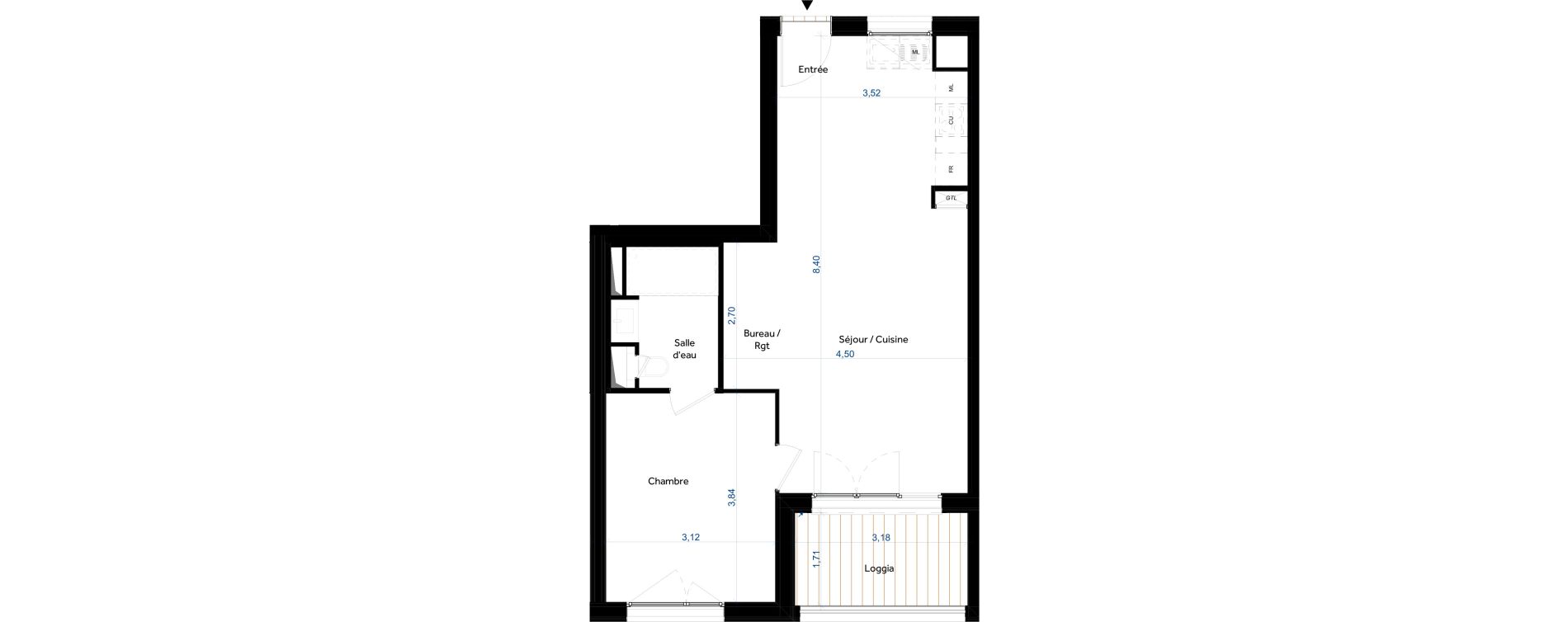 Appartement T2 de 47,60 m2 &agrave; Tours Giraudeau-tonnelle