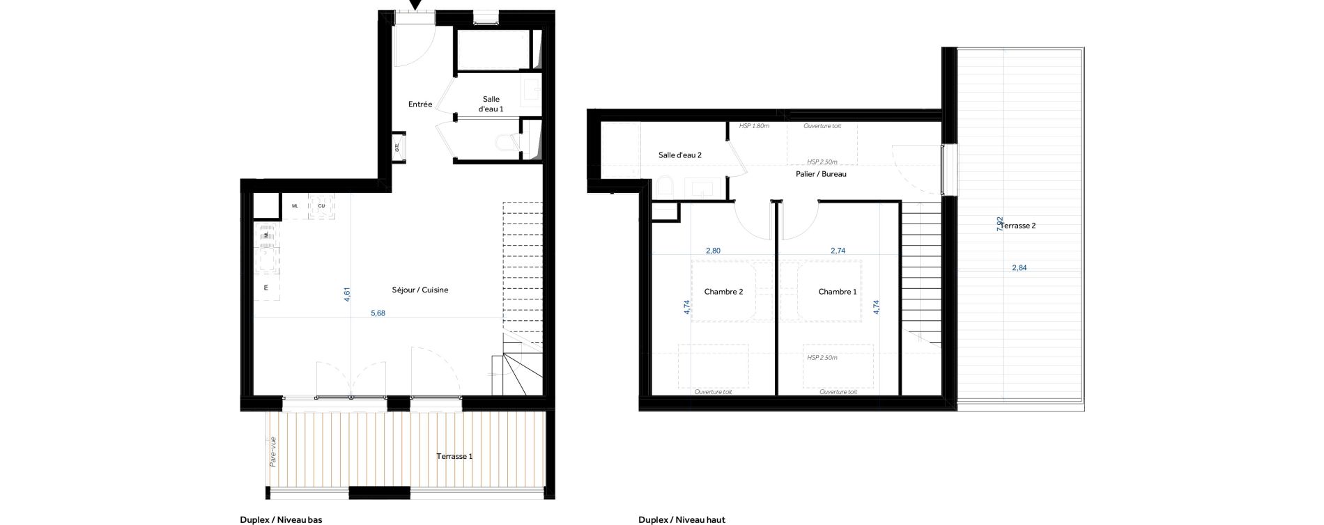 Duplex T3 de 74,50 m2 &agrave; Tours Giraudeau-tonnelle