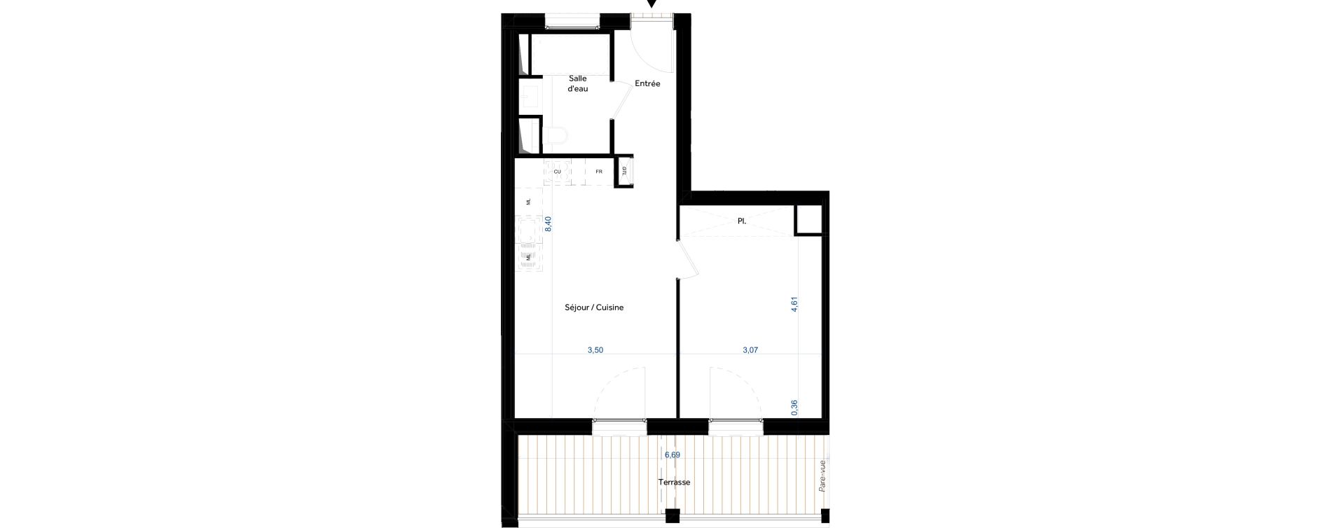 Appartement T2 de 41,40 m2 &agrave; Tours Giraudeau-tonnelle