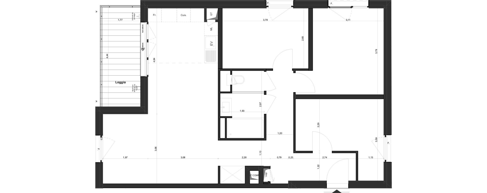 Appartement T3 de 79,50 m2 &agrave; Tours Giraudeau-tonnelle