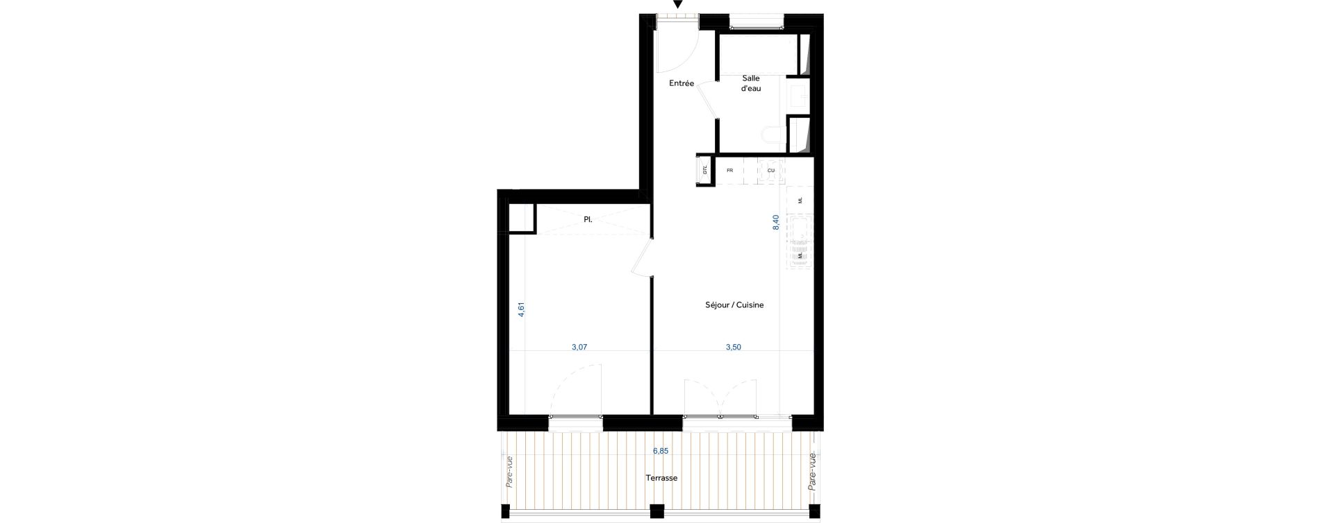 Appartement T2 de 41,40 m2 &agrave; Tours Giraudeau-tonnelle