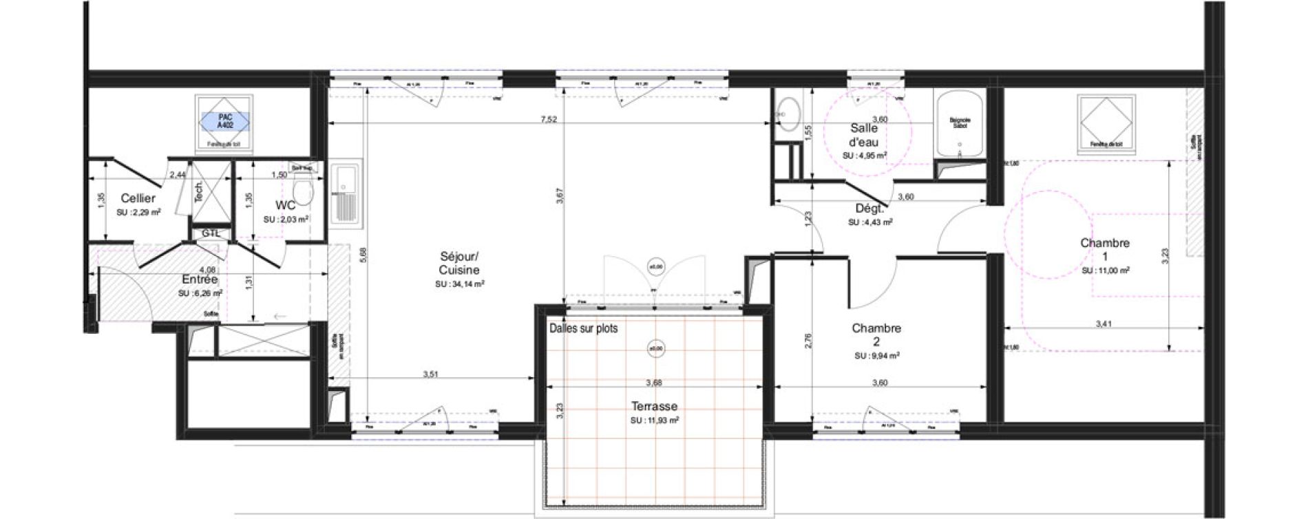 Appartement T3 de 75,04 m2 &agrave; Tours Giraudeau-tonnelle