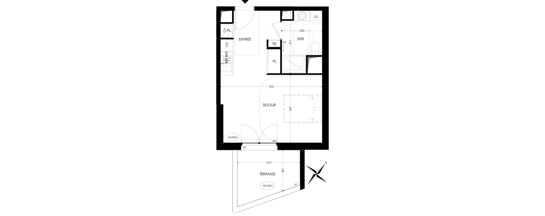 Appartement T1 de 30,50 m2 &agrave; Tours Saint-symphorien