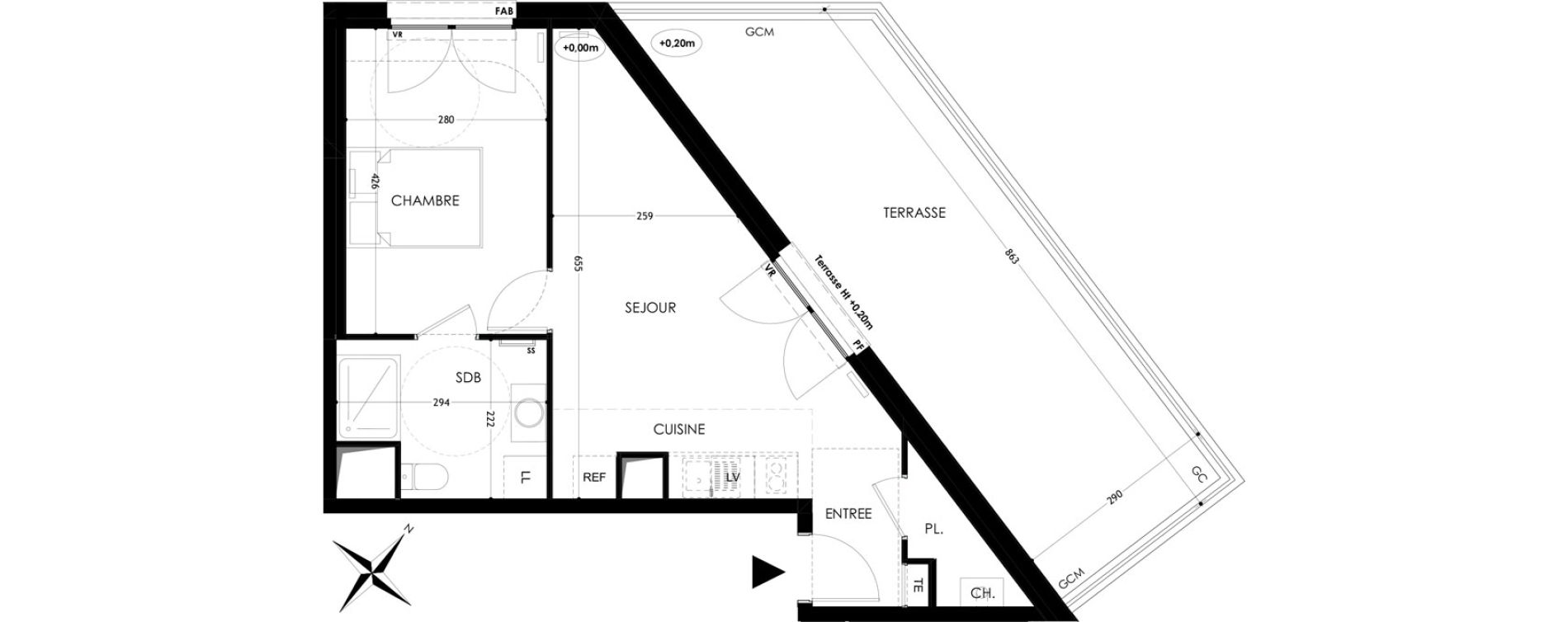 Appartement T2 de 40,90 m2 &agrave; Tours Saint-symphorien