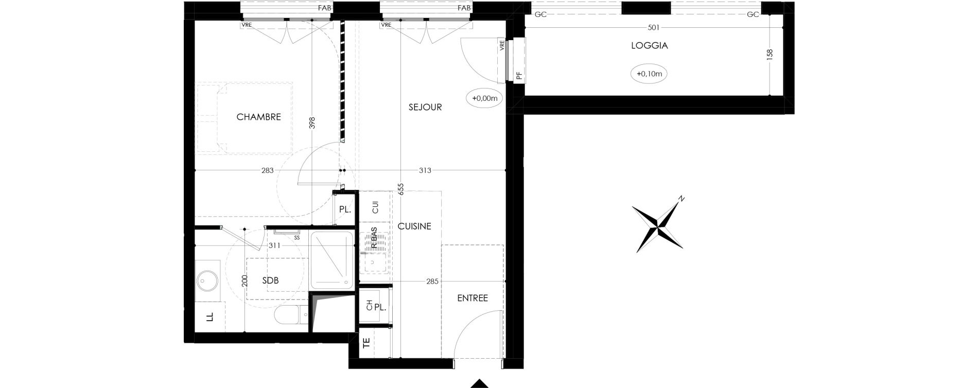 Appartement T2 de 36,30 m2 &agrave; Tours Saint-symphorien