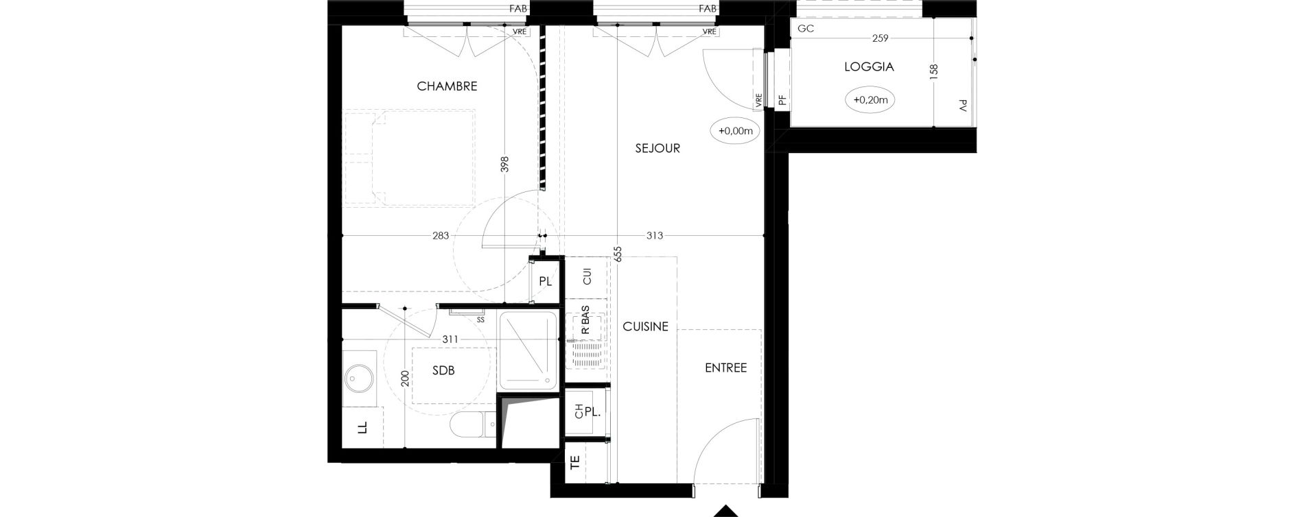 Appartement T2 de 36,30 m2 &agrave; Tours Saint-symphorien