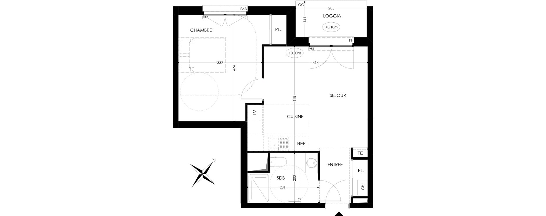 Appartement T2 de 41,80 m2 &agrave; Tours Saint-symphorien