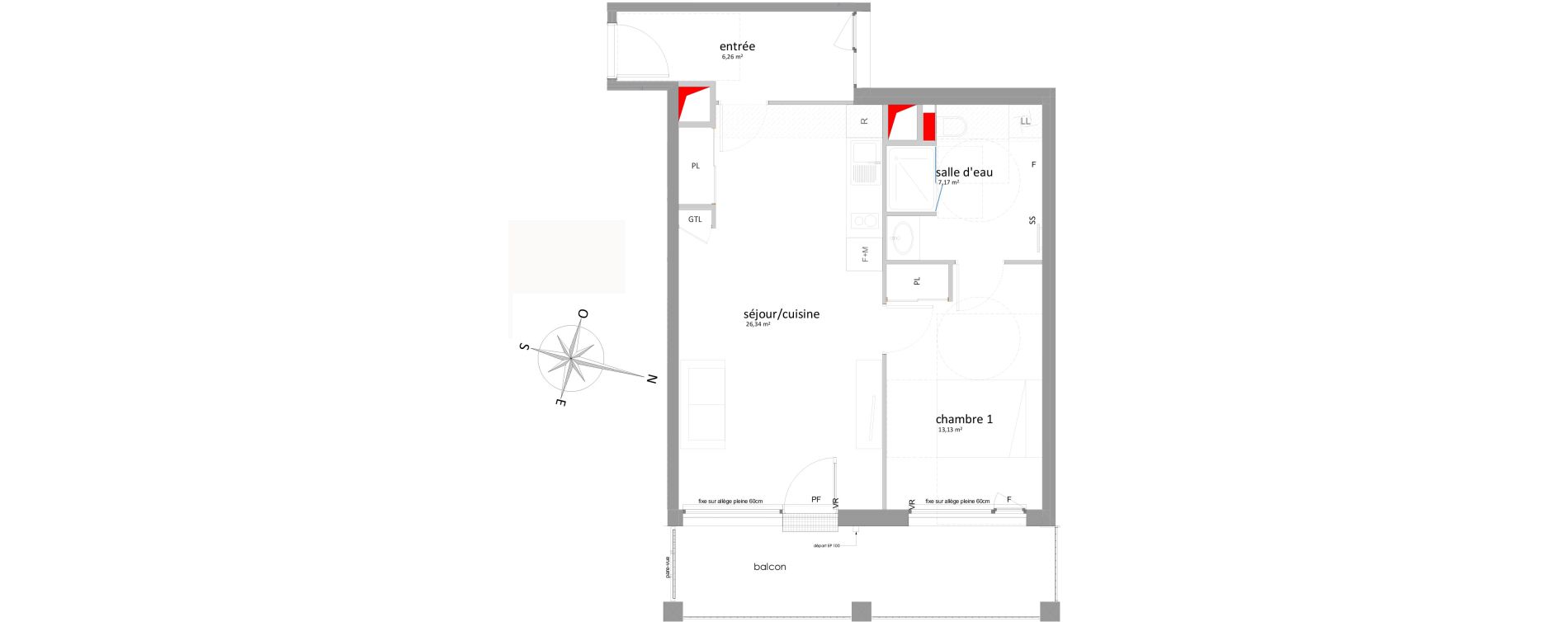 Appartement T2 de 52,90 m2 &agrave; Tours Giraudeau-tonnelle