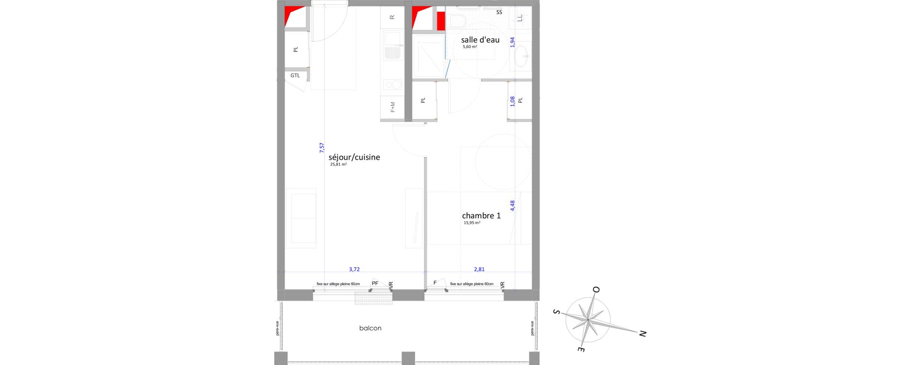 Appartement T2 de 47,36 m2 &agrave; Tours Giraudeau-tonnelle