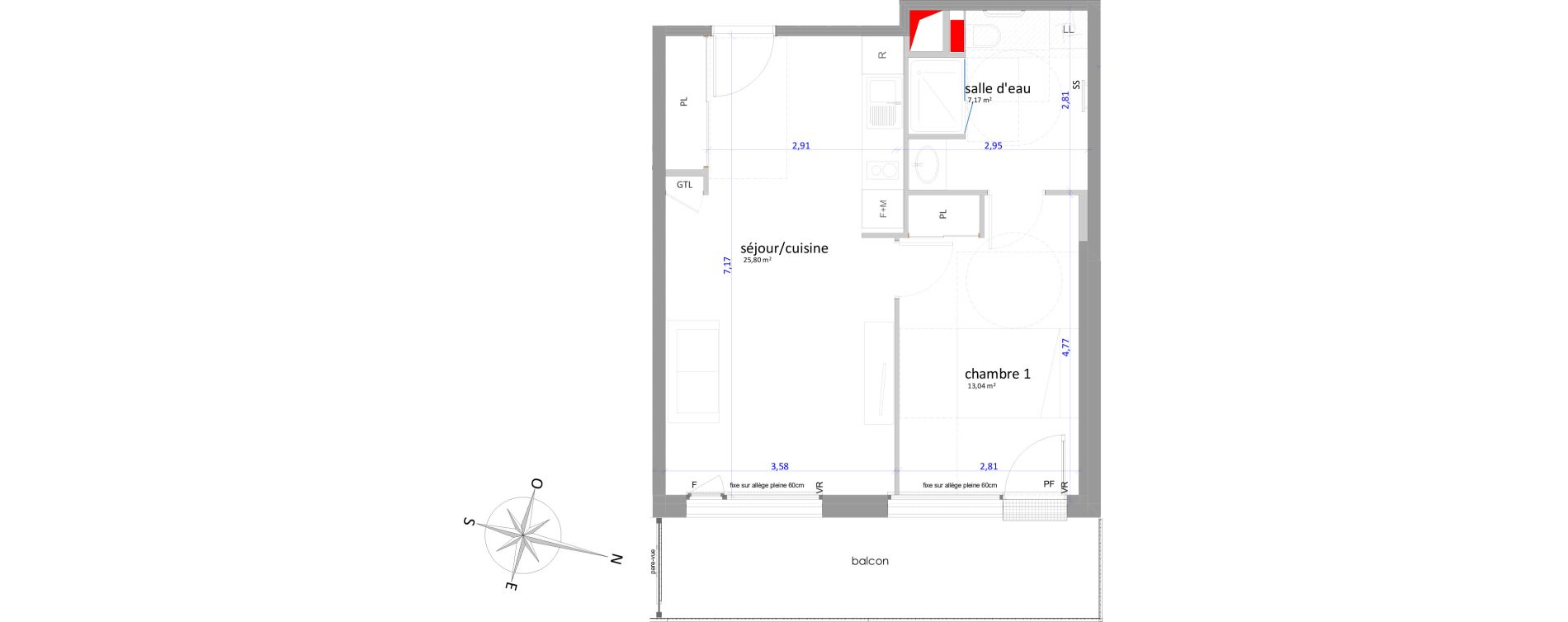 Appartement T2 de 46,01 m2 &agrave; Tours Giraudeau-tonnelle