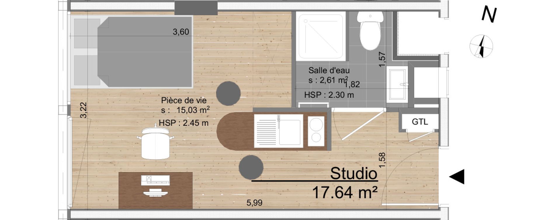 Appartement T1 de 17,64 m2 &agrave; Tours Tours gare
