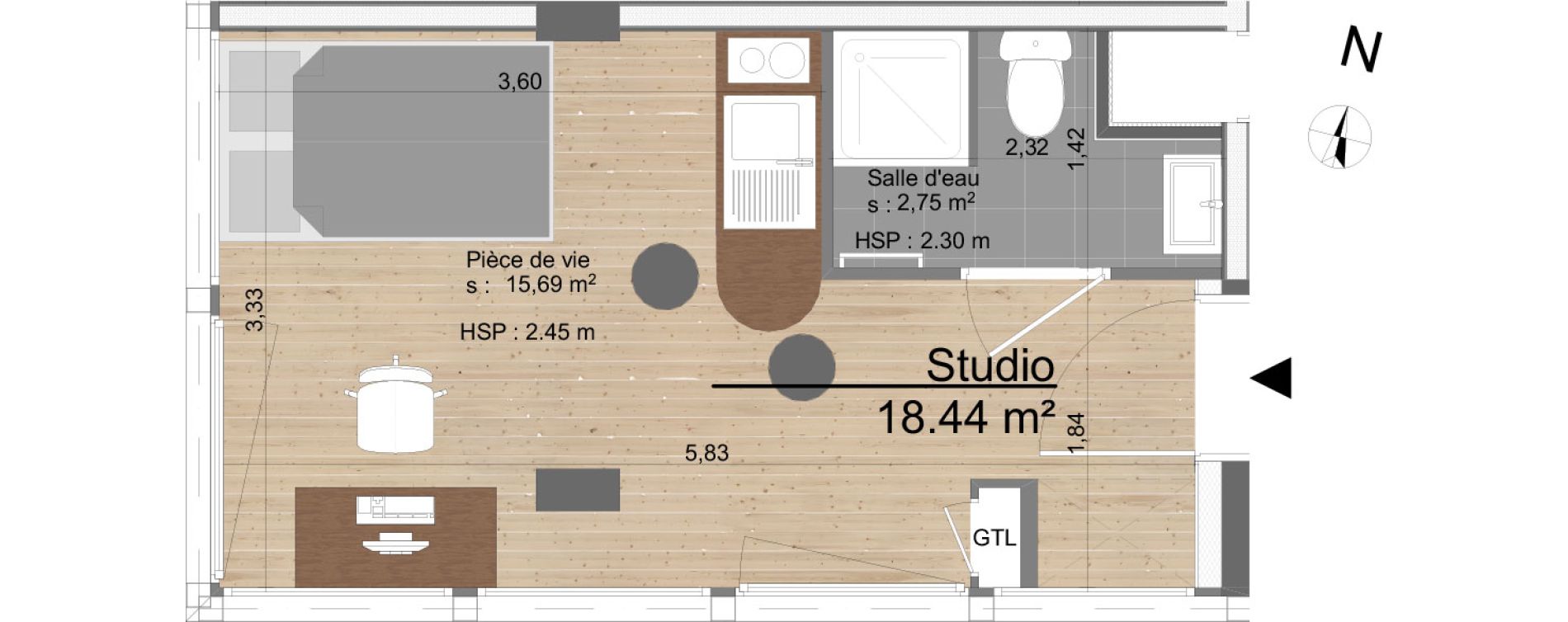 Appartement T1 de 18,44 m2 &agrave; Tours Tours gare