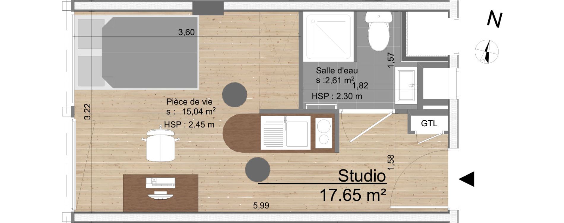 Appartement T1 de 17,65 m2 &agrave; Tours Tours gare