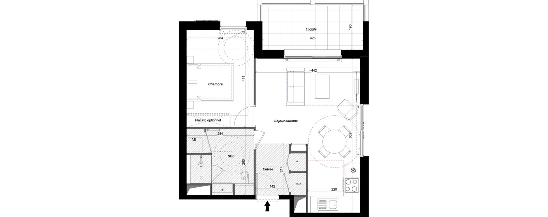 Appartement T2 de 45,41 m2 &agrave; Tours Douets milletiere
