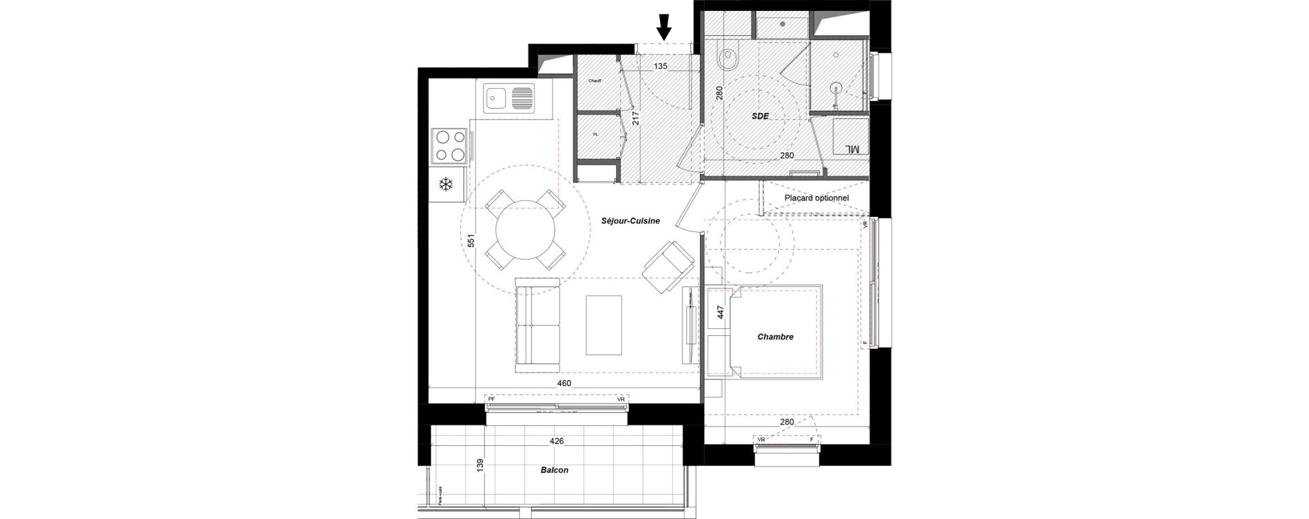Appartement T2 de 45,23 m2 &agrave; Tours Douets milletiere