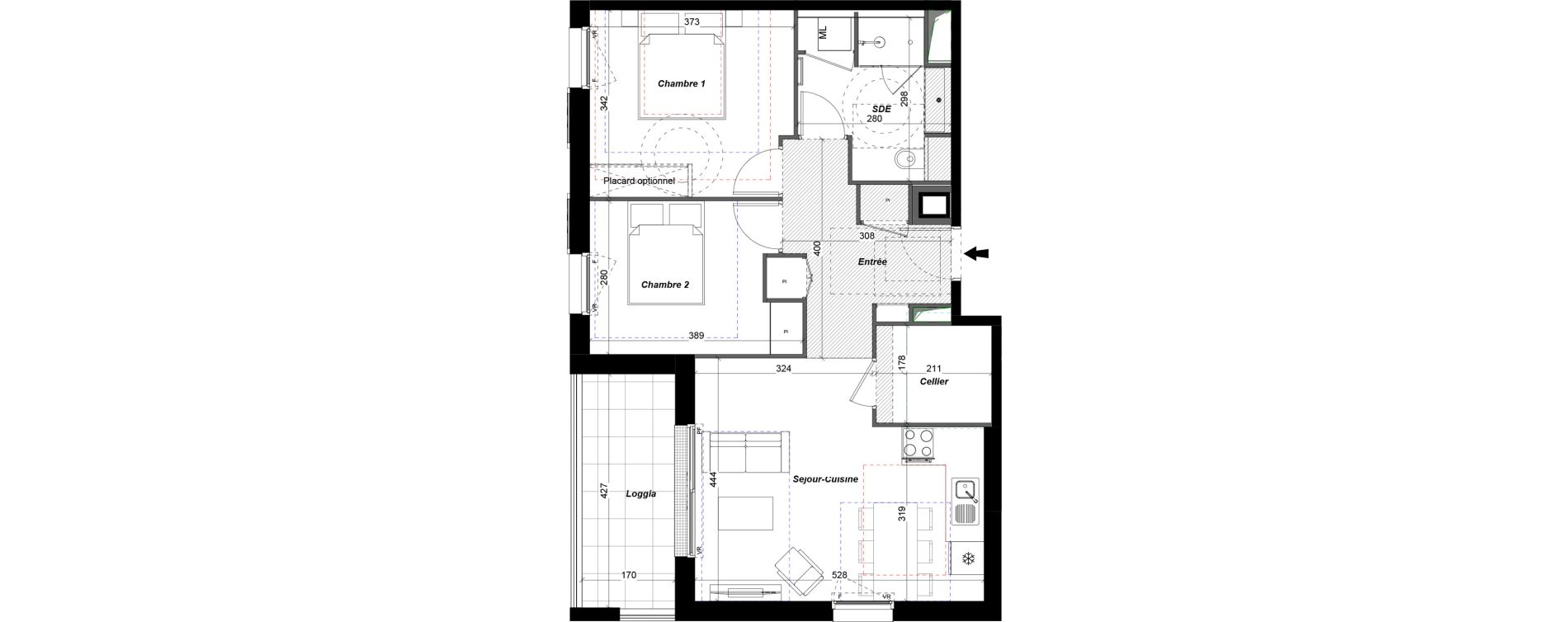 Appartement T3 de 62,26 m2 &agrave; Tours Douets milletiere