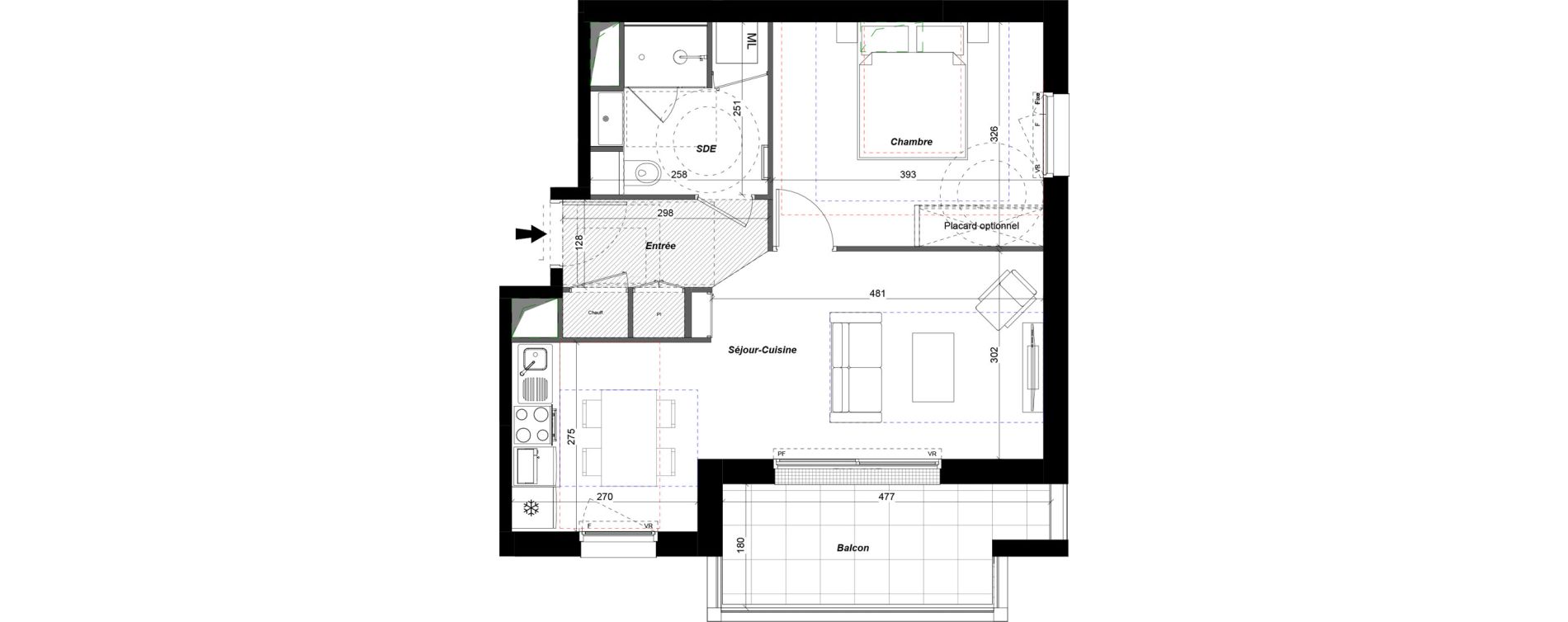 Appartement T2 de 45,51 m2 &agrave; Tours Douets milletiere