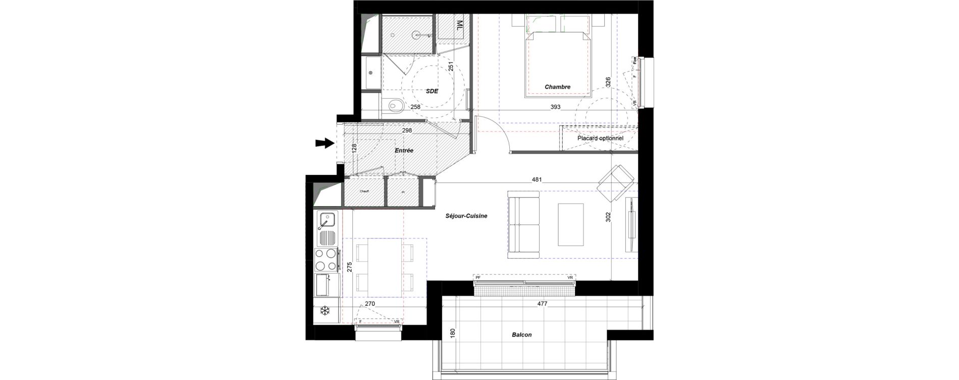 Appartement T2 de 45,50 m2 &agrave; Tours Douets milletiere