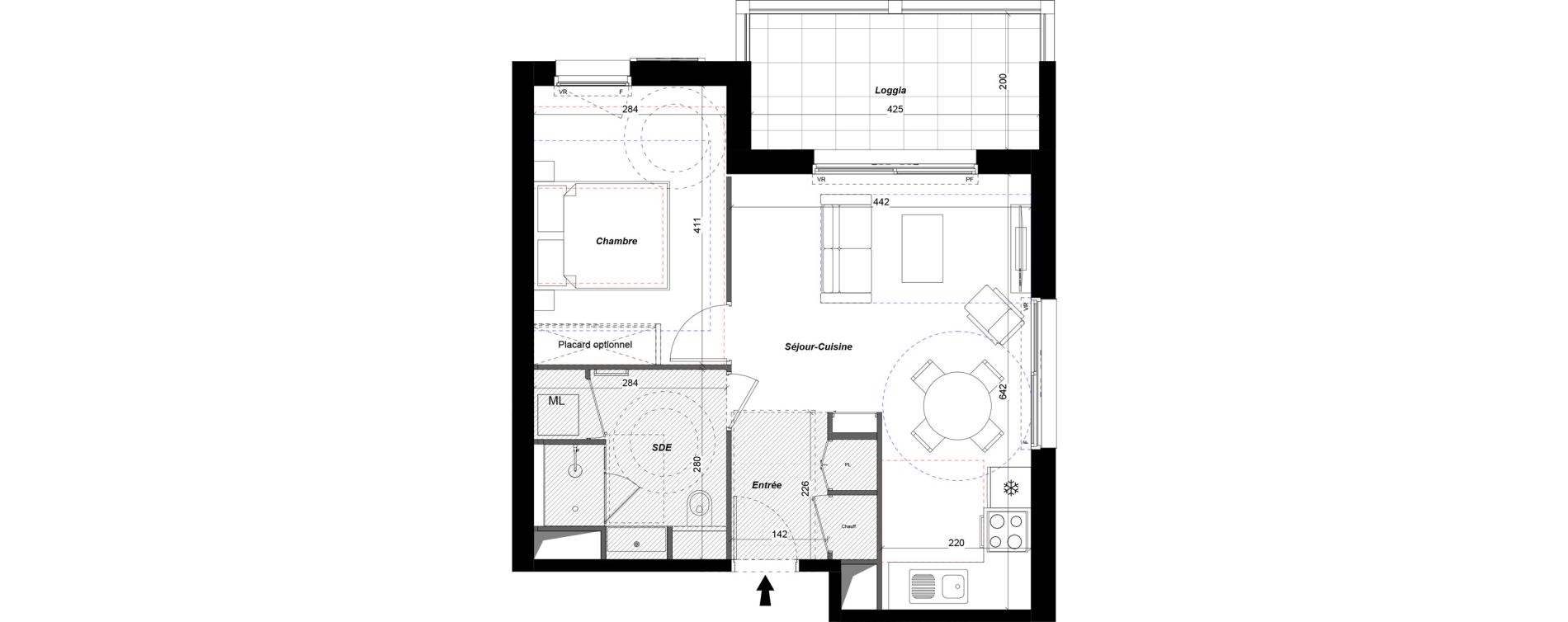 Appartement T2 de 44,97 m2 &agrave; Tours Douets milletiere