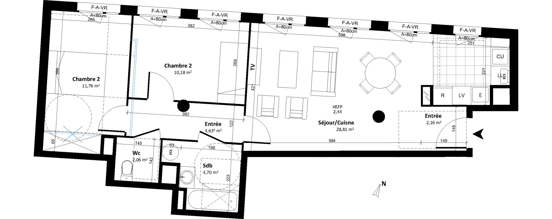 Appartement T3 de 64,30 m2 &agrave; Tours Cathedrale
