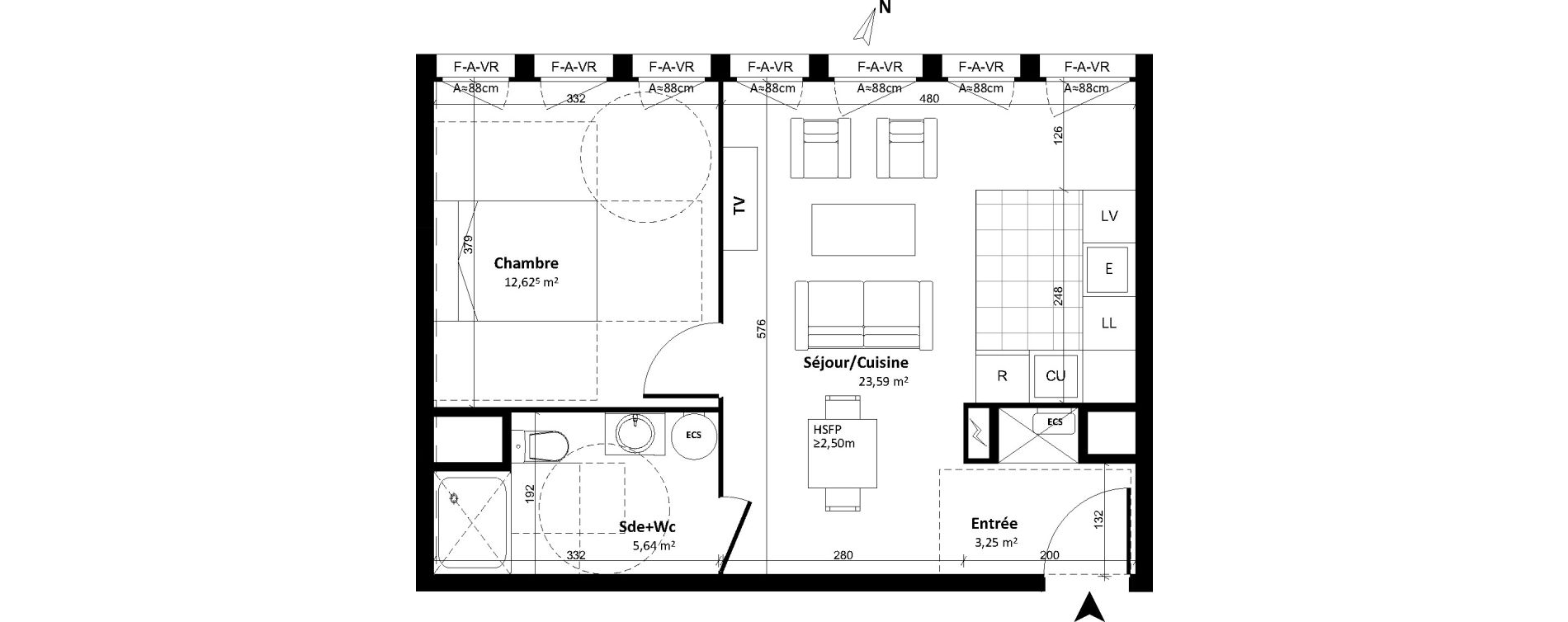 Appartement T2 de 45,11 m2 &agrave; Tours Cathedrale