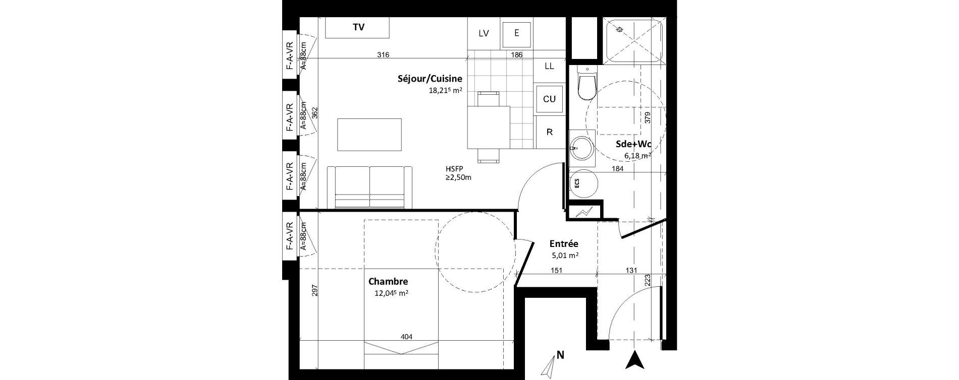 Appartement T2 de 41,45 m2 &agrave; Tours Cathedrale