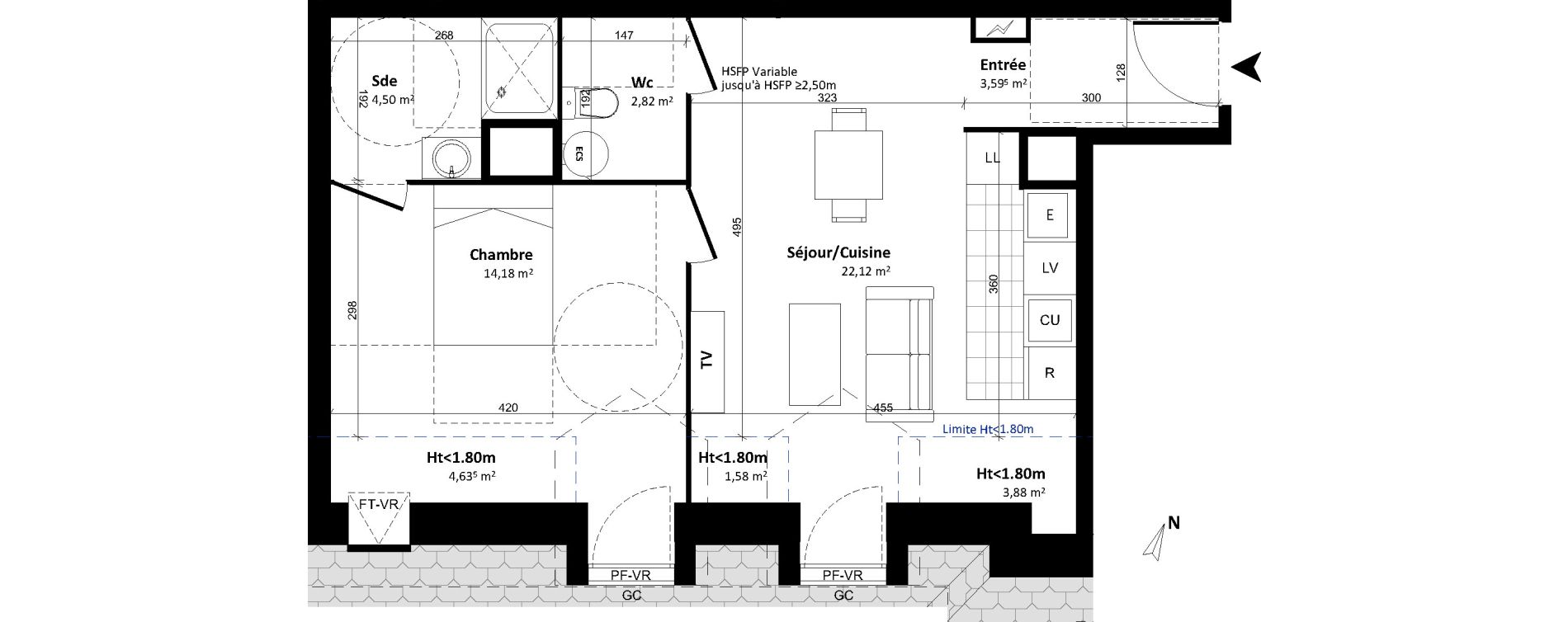 Appartement T2 de 47,21 m2 &agrave; Tours Cathedrale
