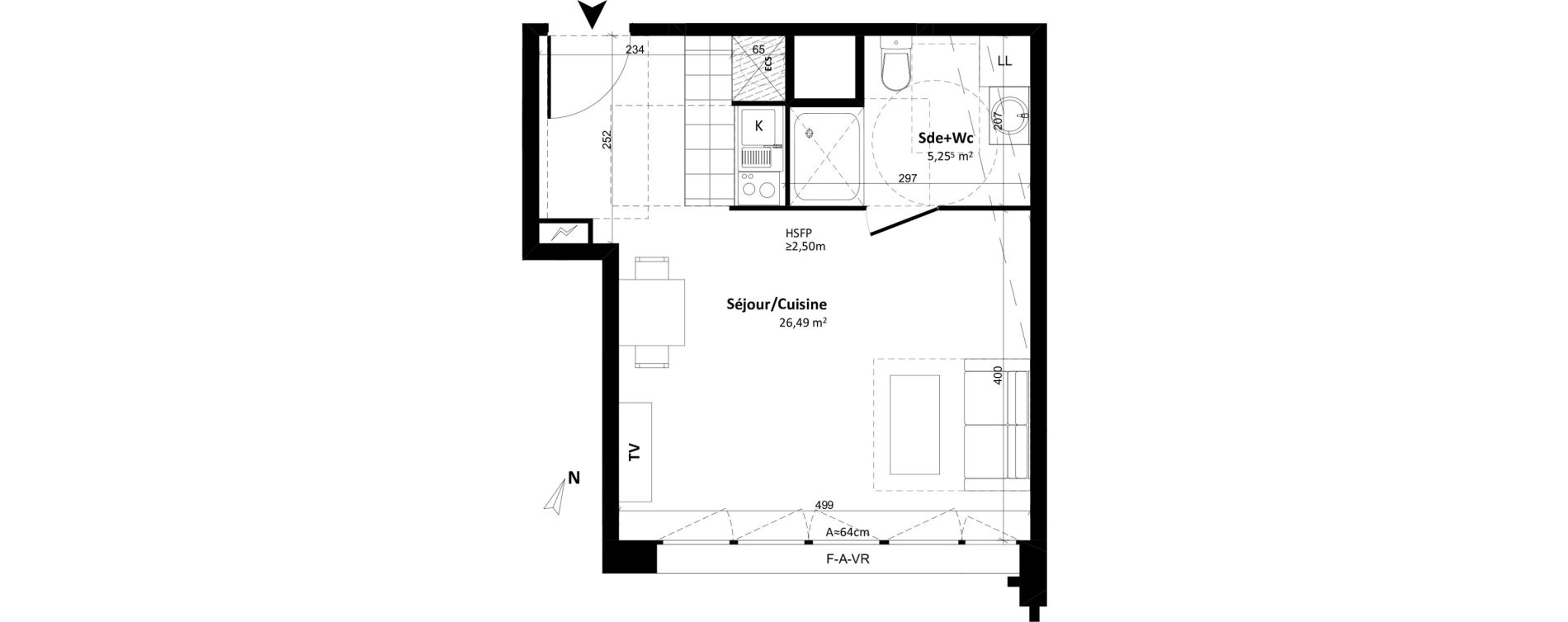 Appartement T1 de 31,74 m2 &agrave; Tours Cathedrale