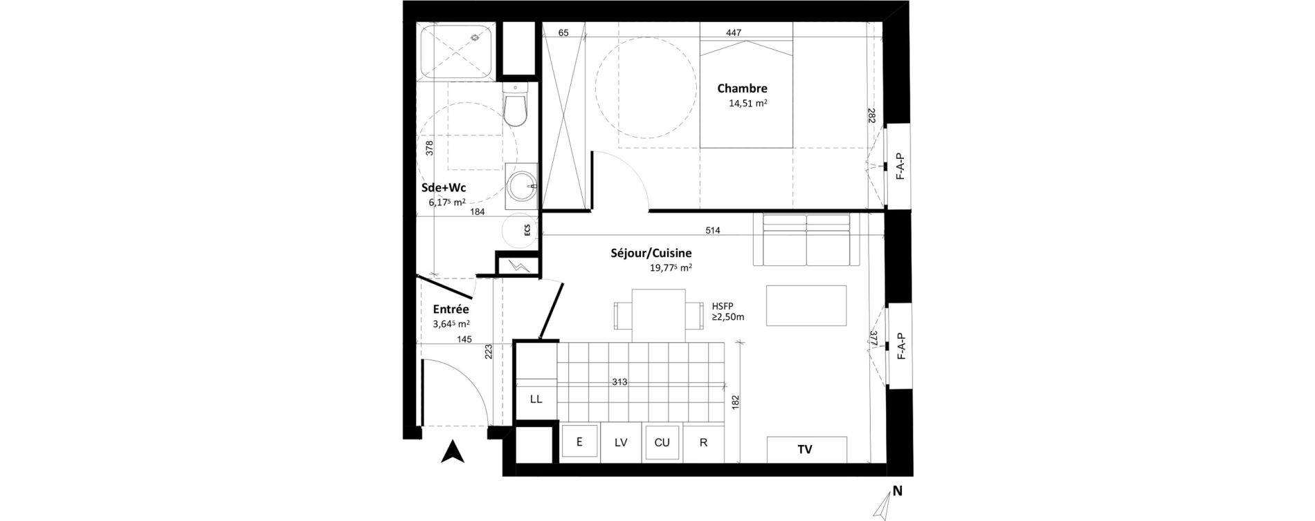 Appartement T2 de 44,12 m2 &agrave; Tours Cathedrale
