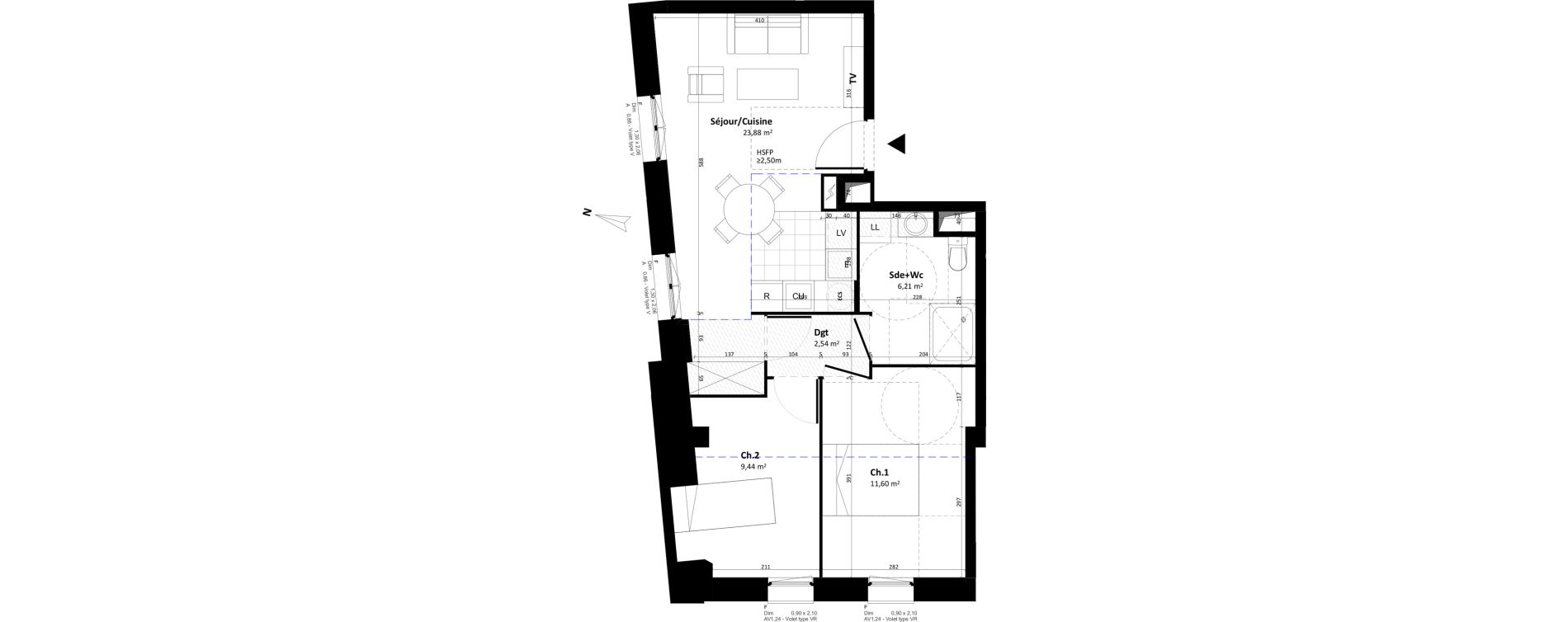 Appartement T3 de 53,67 m2 &agrave; Tours Tours cathedrale