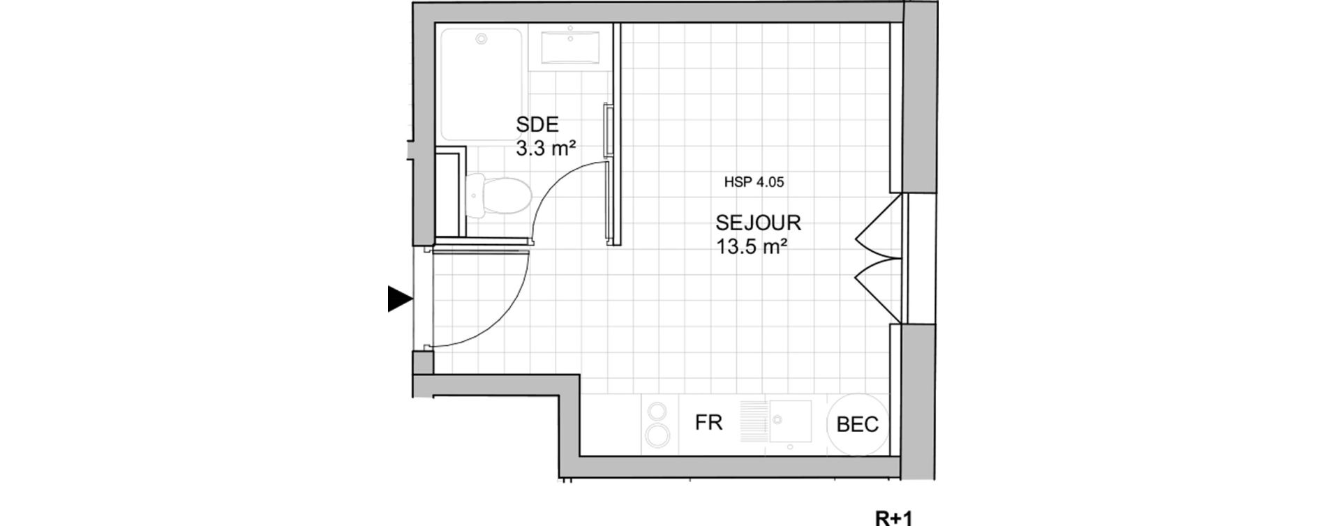 Appartement T1 de 16,80 m2 &agrave; Tours Centre