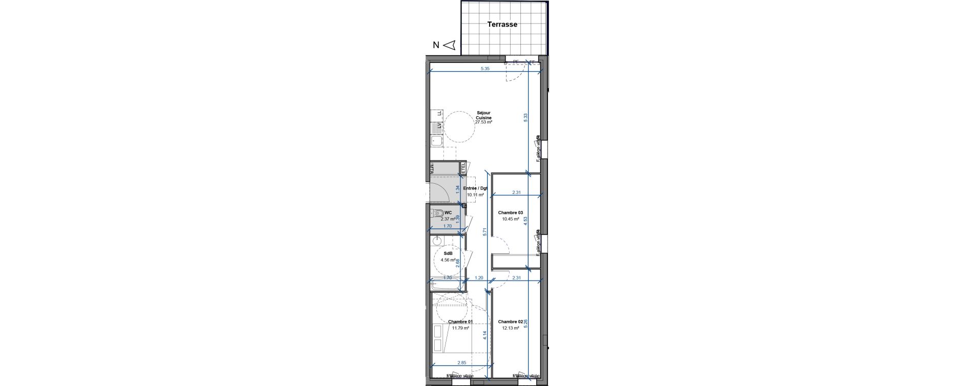 Appartement T4 de 78,94 m2 &agrave; Tours Monconseil