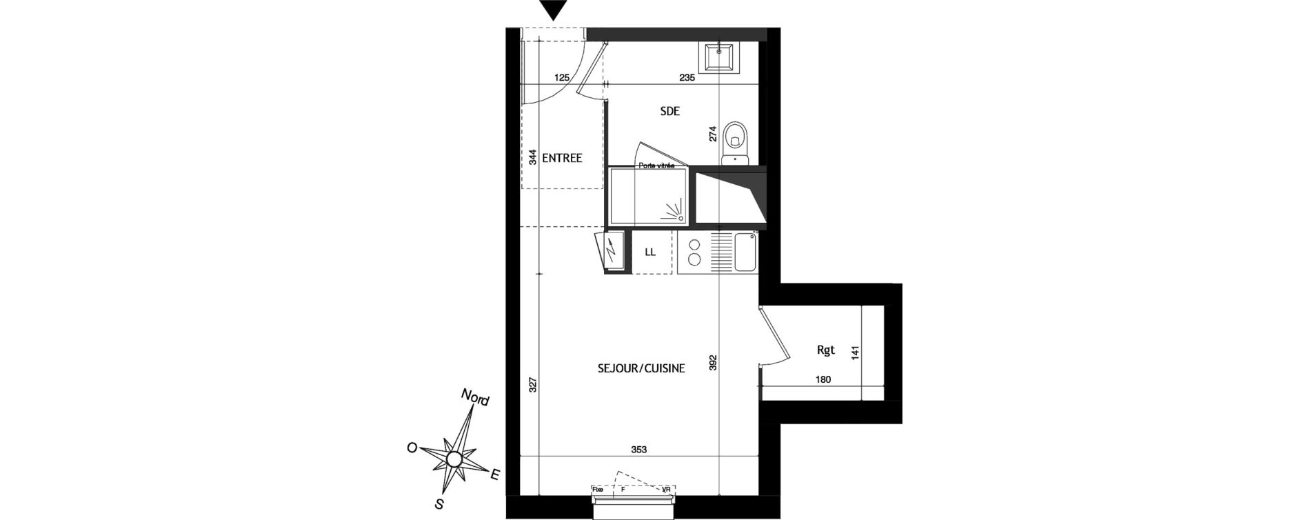 Appartement T1 de 24,79 m2 &agrave; Tours Douets milletiere