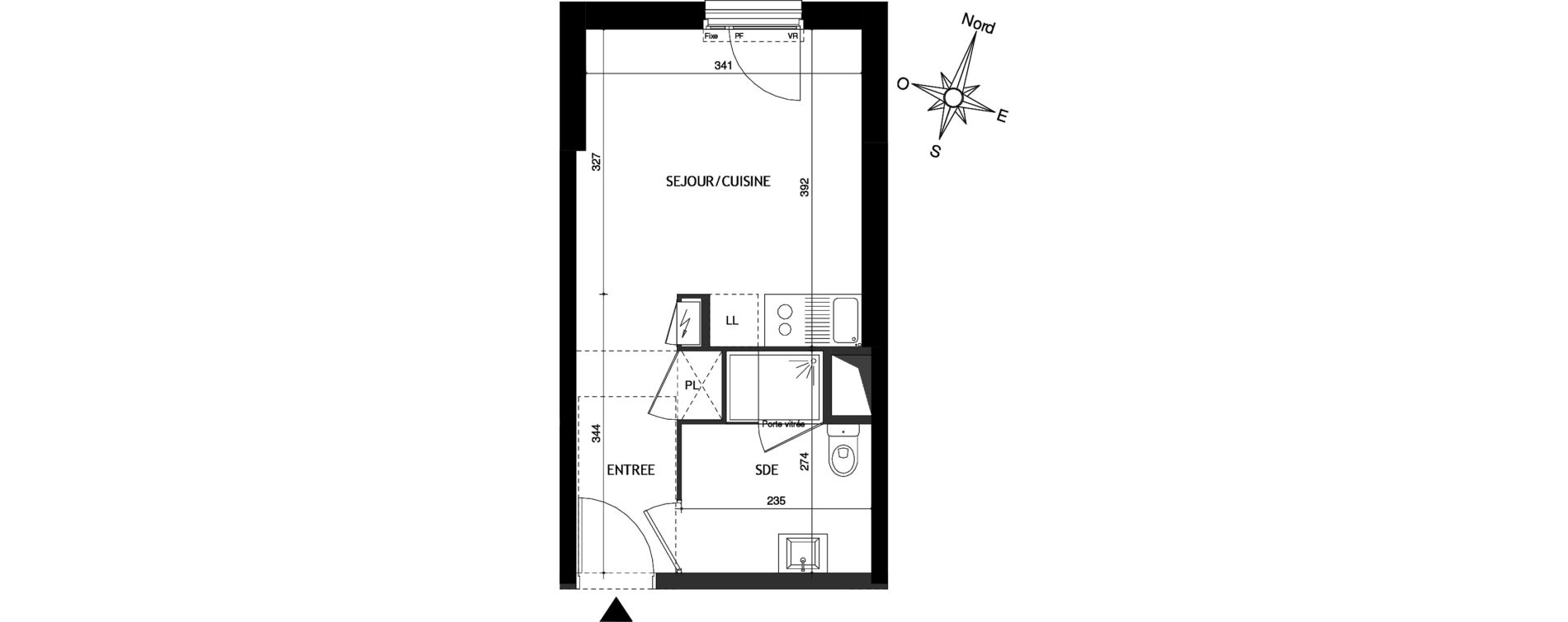 Appartement T1 de 22,77 m2 &agrave; Tours Douets milletiere