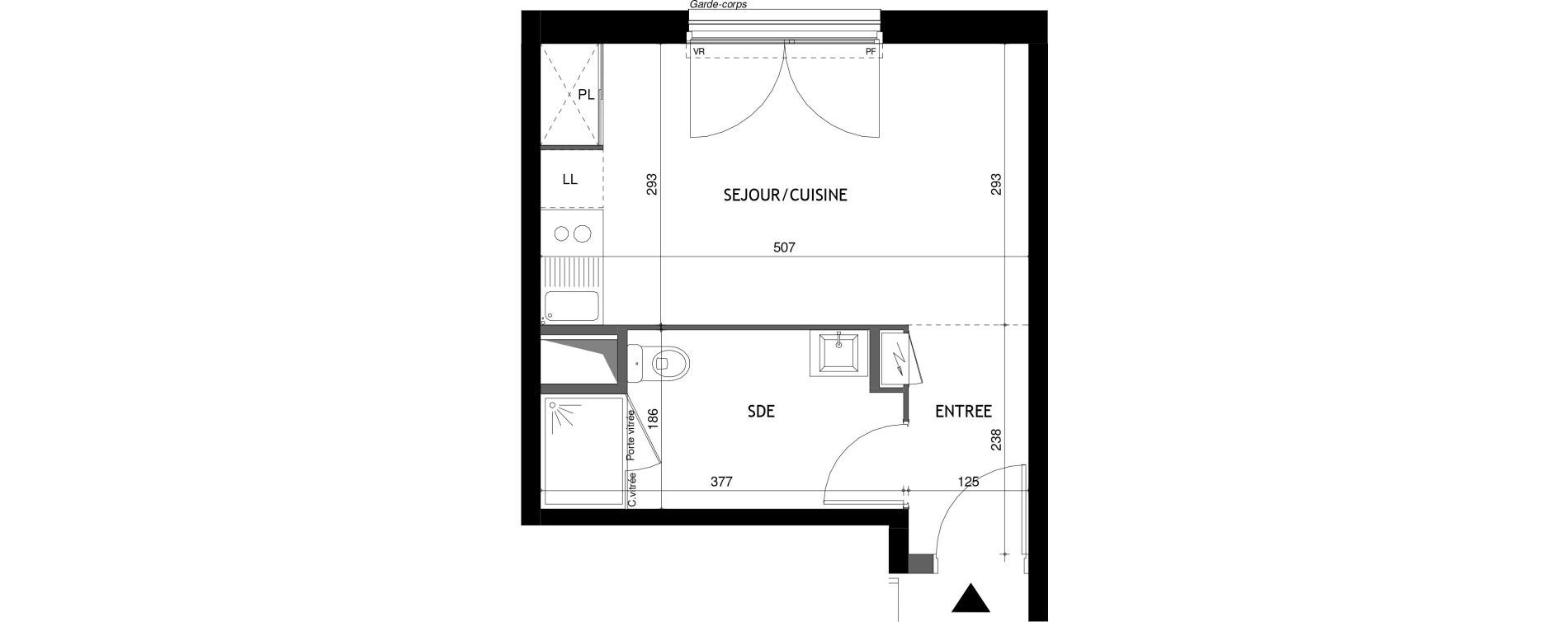 Appartement T1 de 23,99 m2 &agrave; Tours Douets milletiere