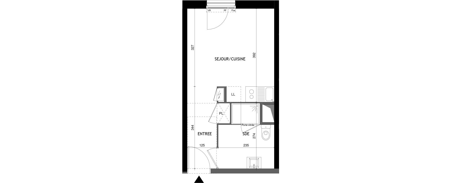 Appartement T1 de 23,40 m2 &agrave; Tours Douets milletiere